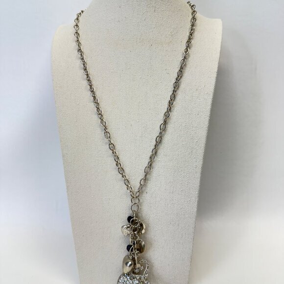 Heart Pendant Charm Necklace‎ Lock Key Love Silver-Tone Sparkle - Picture 6 of 7